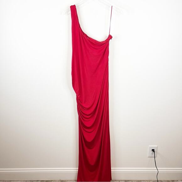 Remi x Revolve Gigi One Shoulder Slit Leg Maxi Dress 2X Red - Picture 2 of 6